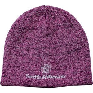 Smith & Wesson Women’s Logo Knit Beanie Hat, One Size Ladies Cap, Pink & Black